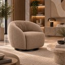 Ver imagem 1 de Poltrona Giratória 360° Orgânica Bouclé Sala Recepção Nuvem:Bouclê/Capuccino