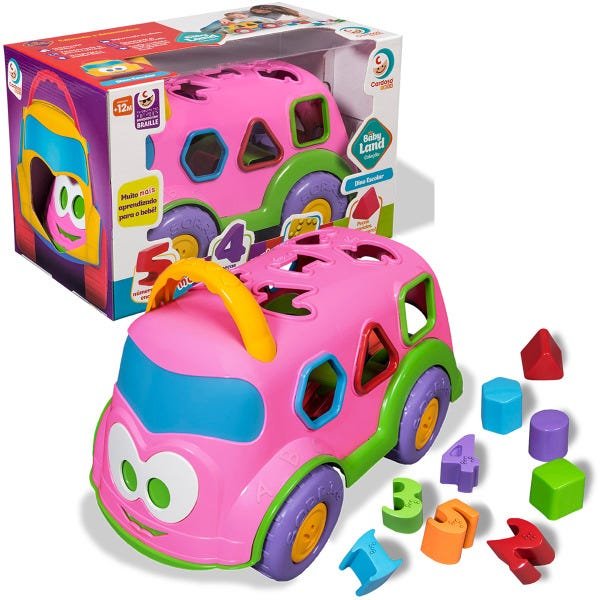 Brinquedo Educativo Bebe Caminhao Didatico Rosa - Super Toys em