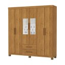 Ver imagem 2 de Guarda-Roupa 6 Portas 2 Gavetas com Espelho e Pés Aurora Marrom/Cinamomo