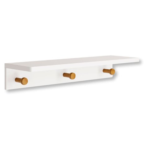 Prateleira Cabideiro Fosco Madeira Bia 66 cm Branco