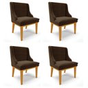 Ver imagem 1 de Kit 4 Cadeiras Estofadas para Sala de Jantar Base Fixa de Madeira Castanho Lia Suede Marrom - Ibiza