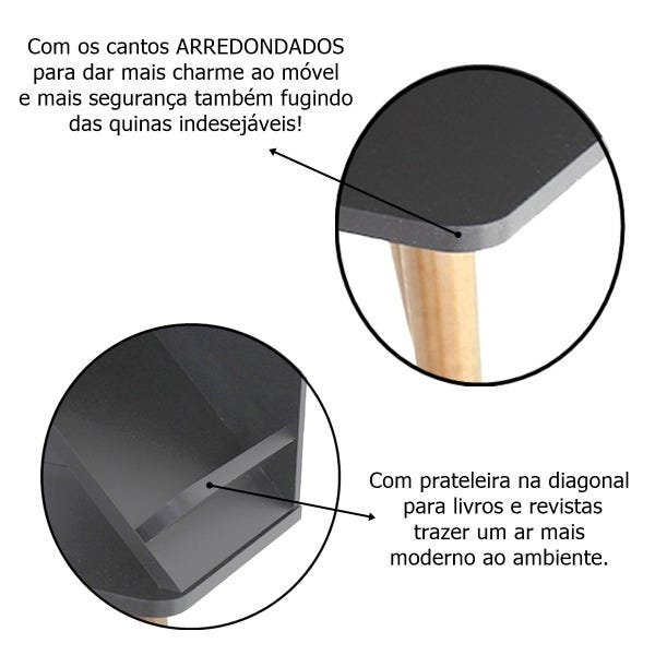 2 Mesa de Cabeceira Z Tripé Retro Pé Palito Quarto Sala Madeira Mdf Esquerdo Direito - 5