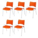Ver imagem 1 de Cadeira Iso Base Branco Escola, Escritório Laranja Kit 5 Un