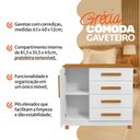 Ver imagem 3 de Cômoda Grécia com 4 Gavetas e Porta Nicho Interno Pés Madeira Moderna para Quarto - Branco/nature