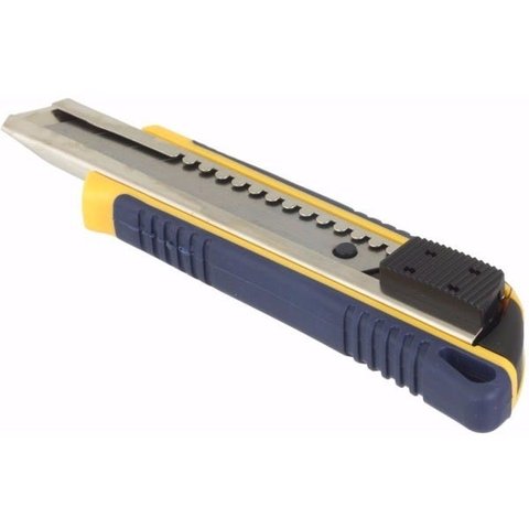 Estilete Emborrachado Autotrava 18mm Azul Brasfort