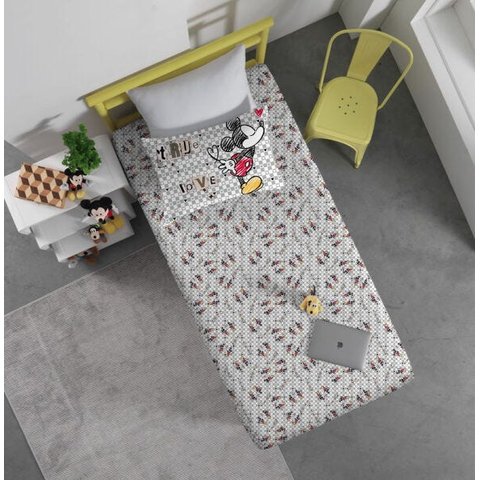 Jogo de Lençol Solteiro Malha Doce Vida Joy Disney 2 Peças - Mickey True Love