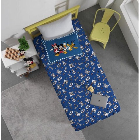 Jogo de Lençol Solteiro Malha Doce Vida Joy Disney 2 Peças - Mickey Divertido