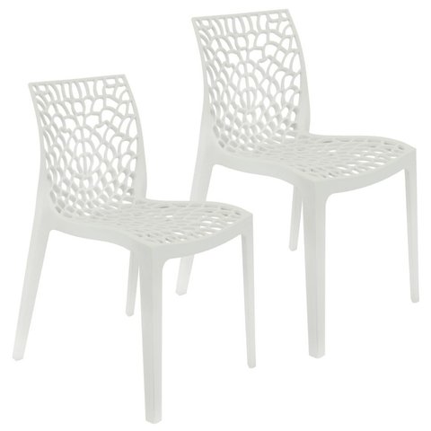 Kit 2 Cadeiras de Jantar Gruvyer Design em Polipropileno - Branco Branco