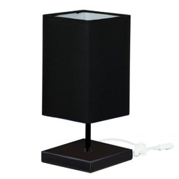Abajur Eros Quad Preto com Base Inox Preta - 1