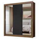 Ver imagem 3 de Guarda-roupa Casal 3 Portas de Correr com Espelhos Rustic/preto Nobre Madesa