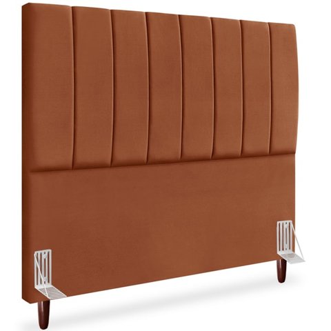 Cabeceira Casal 140cm Arlla Suede Terracota Rm