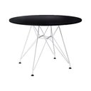 Ver imagem 2 de Mesa de Jantar e Sala de Estar Ferro Branco Tampo Redondo Madeira Preto 110cm