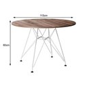 Ver imagem 3 de Mesa Eiffel Redonda 110cm Tampo de Madeira Amendôa com Base de Ferro Branco