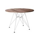 Ver imagem 2 de Mesa Eiffel Redonda 110cm Tampo de Madeira Amendôa com Base de Ferro Branco