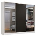 Ver imagem 2 de Guarda-Roupa Casal 100% MDF Madesa Zurique 3 Portas de Correr com Espelhos Branco/Preto Cor:Branco/P