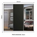 Ver imagem 3 de Guarda-Roupa Casal 100% MDF Madesa Zurique 3 Portas de Correr com Espelhos Branco/Preto Cor:Branco/P