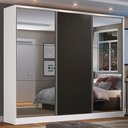 Ver imagem 1 de Guarda-Roupa Casal 100% MDF Madesa Zurique 3 Portas de Correr com Espelhos Branco/Preto Cor:Branco/P
