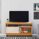Ver imagem 2 de Rack Tv 50 Pol 121cm Bancada com Rodízio Sala Zorin Cinamomo/off White M20 - D’Rossi
