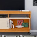 Ver imagem 4 de Rack Tv 50 Pol 121cm Bancada com Rodízio Sala Zorin Cinamomo/off White M20 - D’Rossi