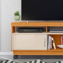 Ver imagem 3 de Rack Tv 50 Pol 121cm Bancada com Rodízio Sala Zorin Cinamomo/off White M20 - D’Rossi