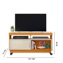 Ver imagem 5 de Rack Tv 50 Pol 121cm Bancada com Rodízio Sala Zorin Cinamomo/off White M20 - D’Rossi