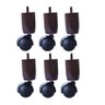 6 Pés C/ Rodinhas Tdc Marrom para Cama Box ou Baú Compatível com Todas As Camas Box - 5