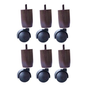 6 Pés C/ Rodinhas Tdc Marrom para Cama Box ou Baú Compatível com Todas As Camas Box