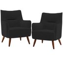 Ver imagem 1 de Kit 02 Poltronas Decorativa Fixa Pés de Madeira Isabella D02 Veludo Preto B-300 - Lyam Decor