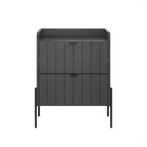 Mesa de Cabeceira para Quarto Pequeno Moriah 45cm Grafite com Preto