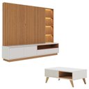 Ver imagem 1 de Estante Home Theater Cancún Freijó Off White Matte com Mesa de Centro Jeri Off White Freijó - Colibr