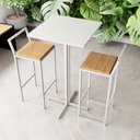 Ver imagem 1 de Conjunto Mesa Alta Bar Bistrô Quadrada Branca 2 Banquetas Confort Pinus Industrial White Don Castro