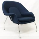Ver imagem 3 de Poltrona Womb Chair linho azul marinho - Poltronas do Sul