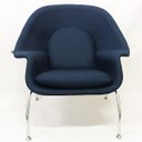 Ver imagem 3 de CÓPIA - Poltrona Womb Chair com puff linho azul marinho - Poltronas do Sul