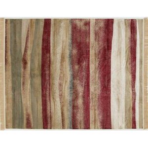 Tapete Belga 2,00 x 2,50 Listrado Verde Vermelho Bege Buchara
