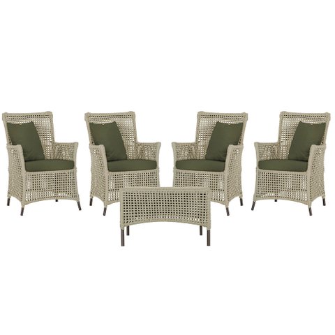 4 Poltronas e 1 Mesa Igapó em Alumínio Pintura Marrom Corda Náutica Estofado 13