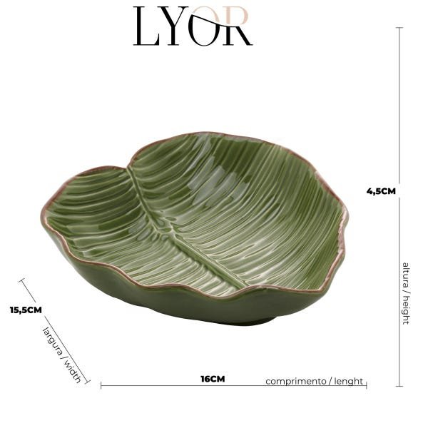 Folha Decorativa de Cerâmica Banana Leaf Verde 16x15,5x4cm - 4