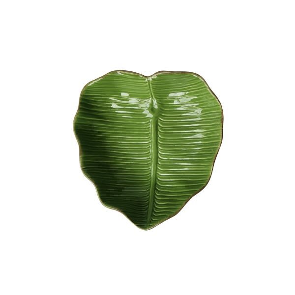 Folha Decorativa de Cerâmica Banana Leaf Verde 16x15,5x4cm