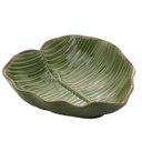 Ver imagem 1 de Prato Folha Decorativa de Cerâmica Banana Leaf Verde 16x16x3cm | Casa Del Grande