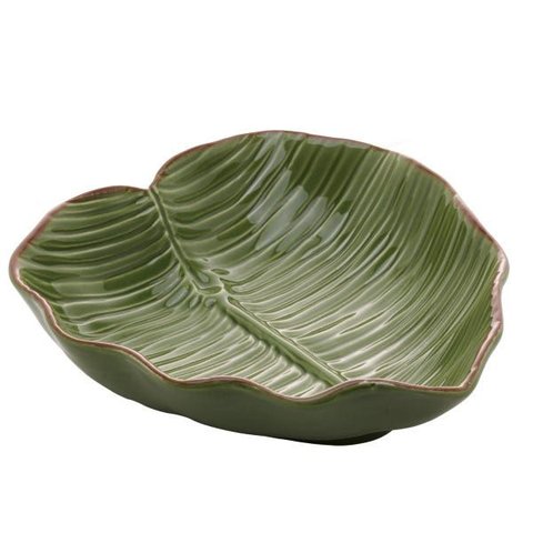 Prato Folha Decorativa de Cerâmica Banana Leaf Verde 16x16x3cm | Casa Del Grande