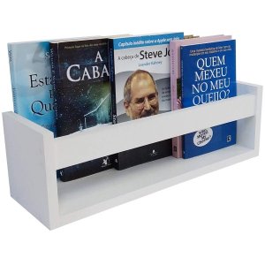 Prateleira Estante Nicho Organizador Suporte Parede Montessoriano Livros Revistas Pelúcias Branca 45