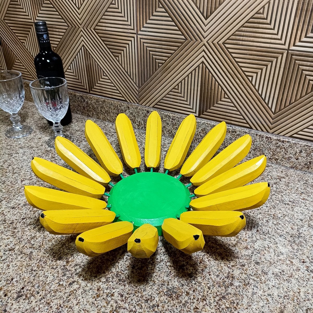 Fruteira Fruta de Mesa em Formato de Banana Artesanato Rústico Feito de Madeira super resistente ide - 7