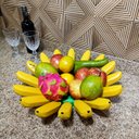 Ver imagem 3 de Fruteira Fruta de Mesa em Formato de Banana Artesanato Rústico Feito de Madeira super resistente ide