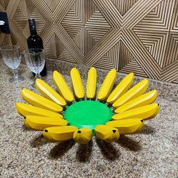 Fruteira Fruta de Mesa em Formato de Banana Artesanato Rústico Feito de Madeira super resistente ide - 8