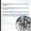 Ver imagem 3 de Conjunto Mesa Alta Bar Bistrô Quadrada Vidro 4 Banquetas Estofado Don Castro Decor