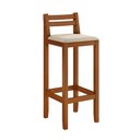 Ver imagem 1 de Banqueta em Madeira Maciça Ibiza Balcão 98 Cm - Malbec Assento Off White