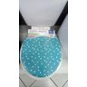 Assento Sanitário Decorado Almofadado Oval Tampa Vaso Clink Estampa:Azul bolinha branca - 2