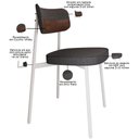 Ver imagem 7 de Kit 04 Cadeiras Estofada para Sala de Jantar Astrid Branco C01 Linho Preto Courino Whisky - Lyam