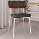 Ver imagem 6 de Kit 04 Cadeiras Estofada para Sala de Jantar Astrid Branco C01 Linho Preto Courino Whisky - Lyam