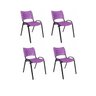 Jogo Mesa 70x70 Preta para Sorveterias e Restaurantes com 4 Cadeiras Iso Roxa - 5