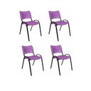 Ver imagem 5 de Jogo Mesa 70x70 Preta para Sorveterias e Restaurantes com 4 Cadeiras Iso Roxa